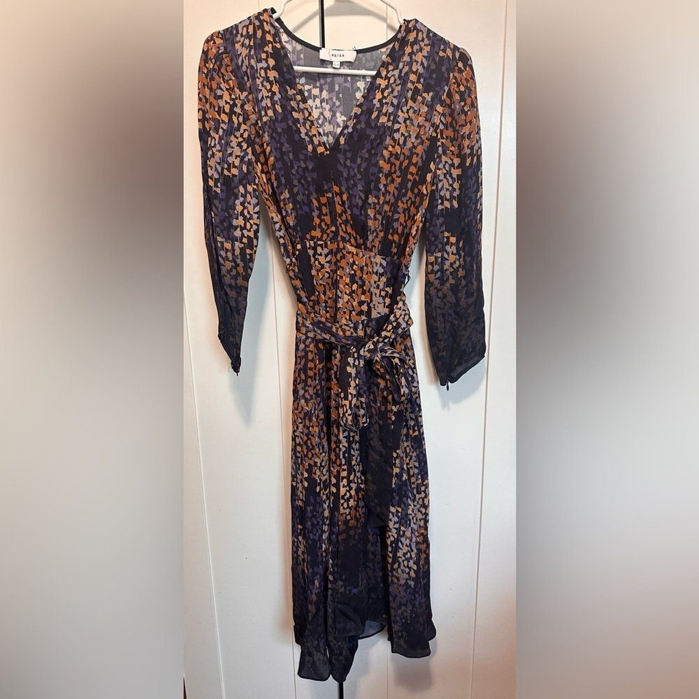 Reiss Esther Coco Leaf Ombré Midi Dress size US2